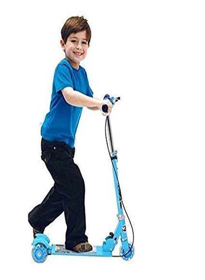 OANGO Kids 3 Wheeler Foldable Scooter Brake and Bell with Height Adjustment & Led Light on Wheel, Kick Scooter for Boys and Girls (Multicolor) (Blue) - Image 4